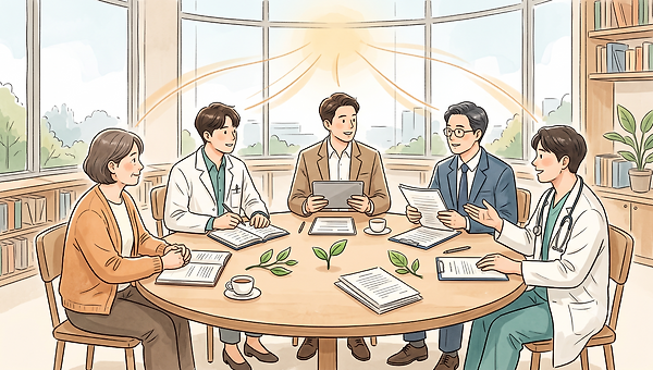 다섯 시선이 만나는 자리