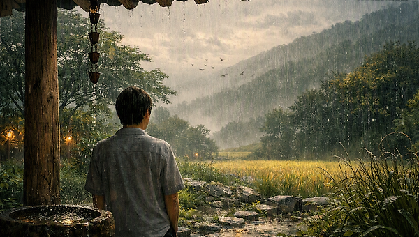 末伏(말복)의 雨(비) — 境界(경계)에 서서, 轉化(